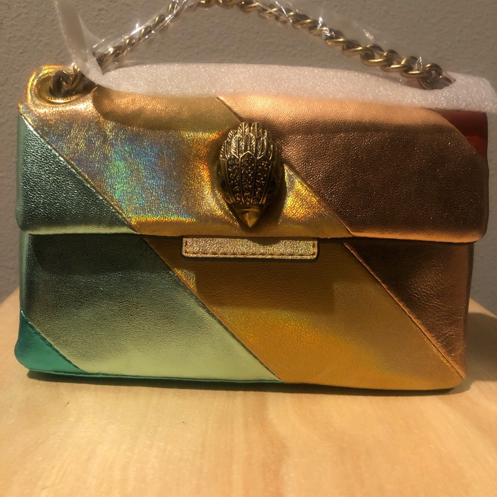 Metallic striped crossbody bag
